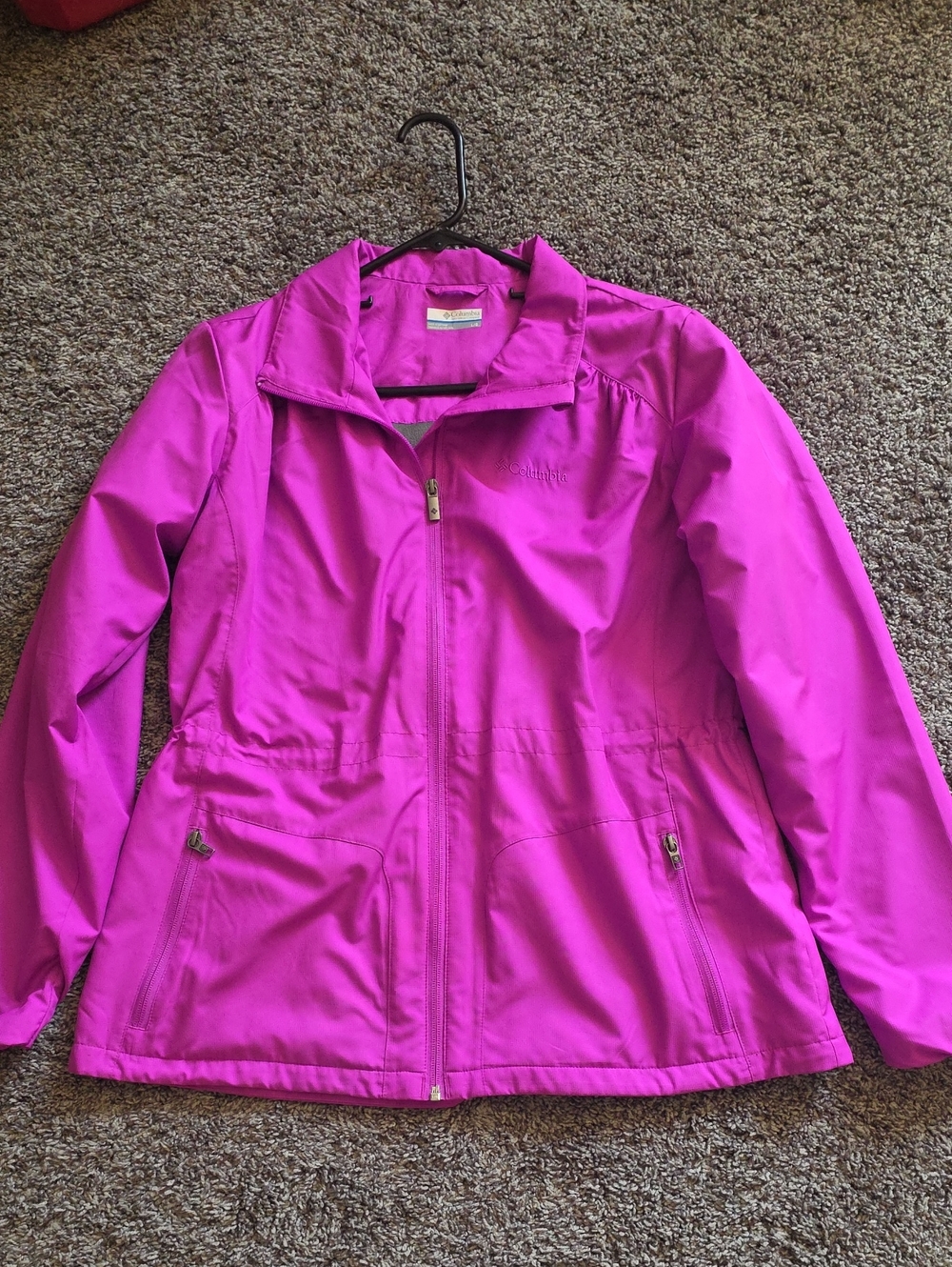 Columbia Women's Lightweight Jacket - Bright Magenta Drawstring Waist Size Large - Picture 7 of 8